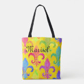 Mardi Gras Rainbow Lilie Monogram Yellow Tasche (Rückseite)
