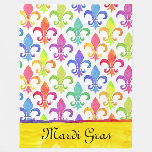 Mardi Gras Rainbow Lilie Pattern Fleecedecke (Vorderseite)