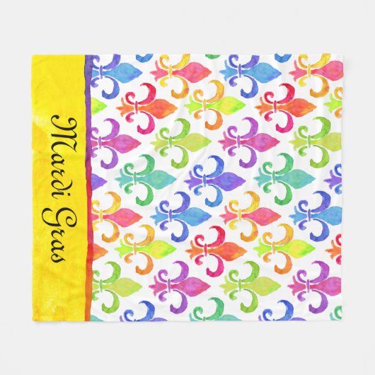 Mardi Gras Rainbow Lilie Pattern Fleecedecke (Vorderseite (Horizontal))