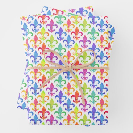 Mardi Gras Rainbow Lilie Pattern Geschenkpapier Set (Beispiel)