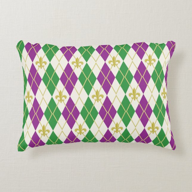 Mardi Gras Raute Accent Pillow Zierkissen (Vorderseite)