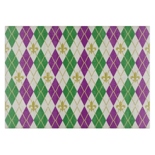 Mardi Gras Raute Glass Cutting Board Schneidebrett (Vorderseite)