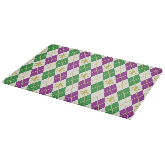 Mardi Gras Raute Glass Cutting Board Schneidebrett (Ecke)