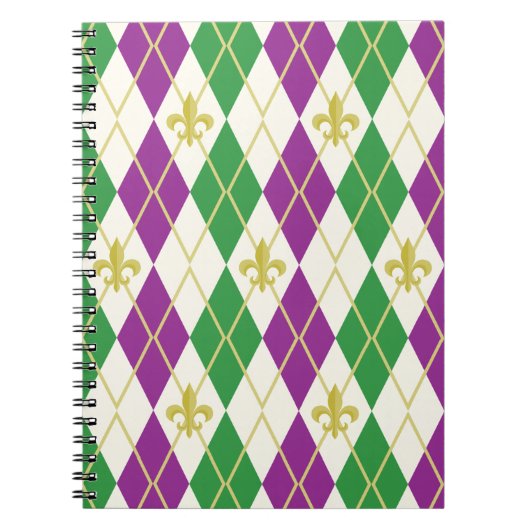 Mardi Gras Raute Notebook Notizblock (Vorderseite)