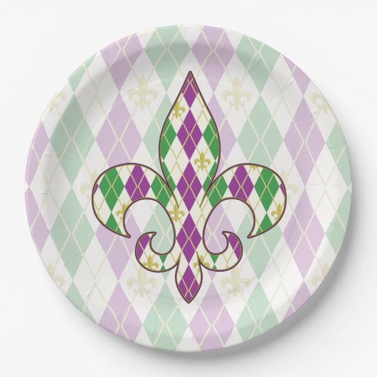Mardi Gras Raute Paper Plate Pappteller (Vorderseite)