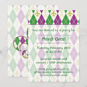 Mardi Gras Raute Party Einladung
