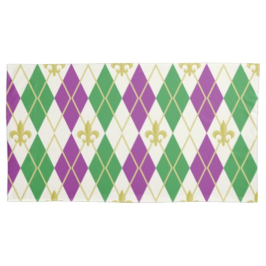 Mardi Gras Raute Pillowcase Kissenbezug (Vorderseite)
