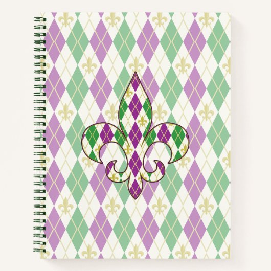Mardi Gras Raute Spiral Notebook Notizbuch (Vorderseite)