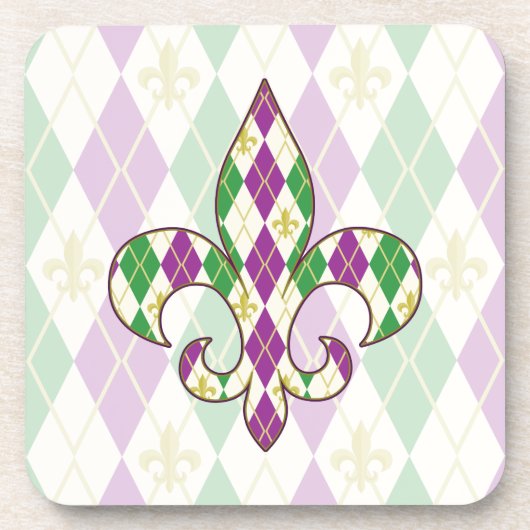 Mardi Gras Raute Square Untersetzer (Vorderseite)