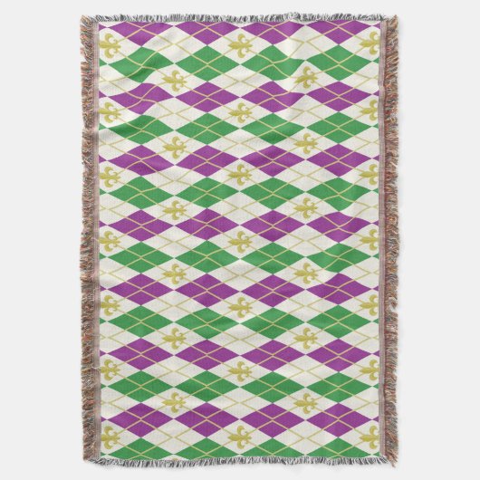 Mardi Gras Raute Throw Blanket Decke (Vorderseite Vertikal)