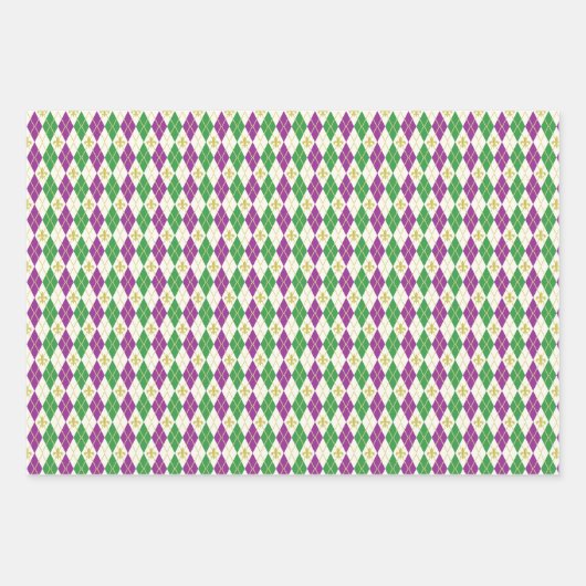 Mardi Gras Raute Wrapping Paper Set Geschenkpapier Set (Vorderseite 3)