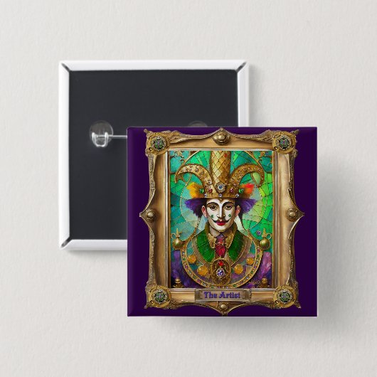 Mardi Gras Realm Portraits - Der Künstler Dali Button (Vorne & Hinten)