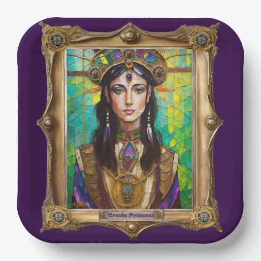 Mardi Gras Realm Portraits - Die kreolische Prinze Pappteller (Vorderseite)