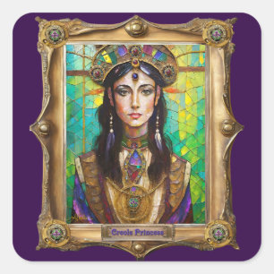 Mardi Gras Realm Portraits - Die kreolische Prinze Quadratischer Aufkleber