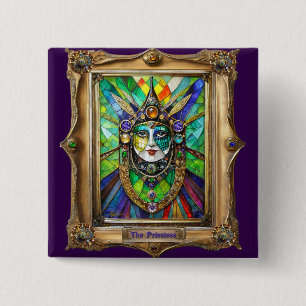 Mardi Gras Realm Portraits - Die Priesterin Button