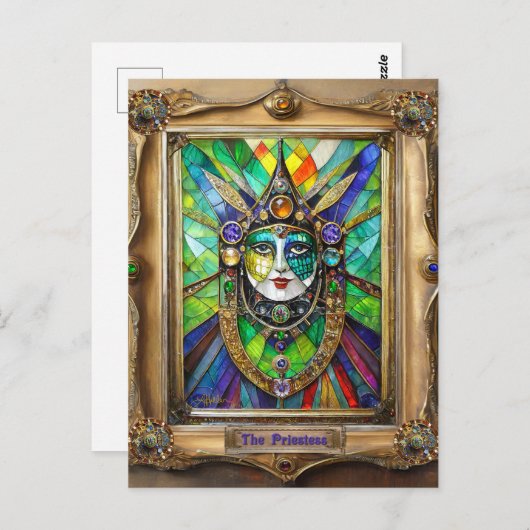Mardi Gras Realm Portraits - Die Priesterin Postkarte (Vorne/Hinten)
