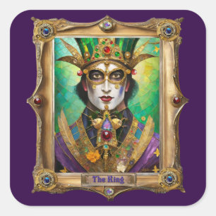 Mardi Gras Realm Portraits - The King Quadratischer Aufkleber
