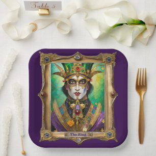 Mardi Gras Realm Porträts - Der König Pappteller