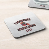 Mardi Gras Red Black Getränkeuntersetzer (Linke Seite)