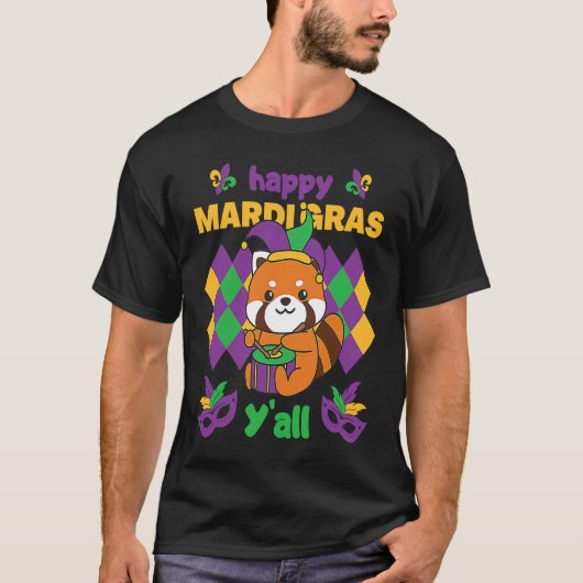 Mardi Gras Red Panda With Drum Carnival Costume T-Shirt (Vorderseite)