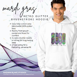 Mardi Gras Retro Glitzer Brushstroke Hoodie