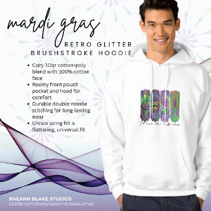 Mardi Gras Retro Glitzer Brushstroke Hoodie