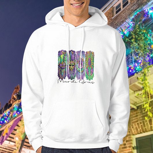Mardi Gras Retro Glitzer Brushstroke Hoodie