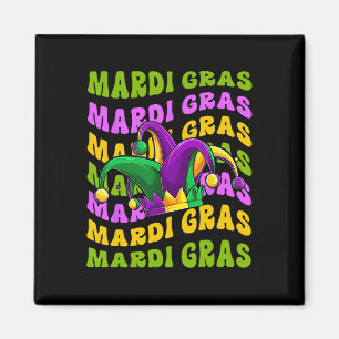 Mardi Gras Retro Groovy Jester Hat New Orleans Car Magnet