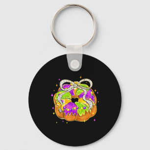 Mardi Gras Retro-Königskuchen Coquette-Bogen-Perle Schlüsselanhänger