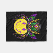 Mardi Gras Retro Smile Face Jester Lilie Be Fleecedecke (Vorderseite (Horizontal))