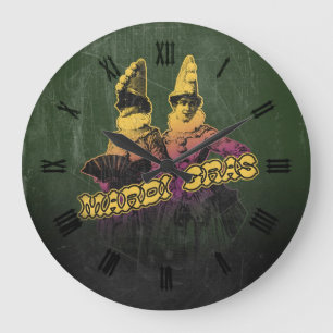 Mardi Gras Revelers Große Wanduhr
