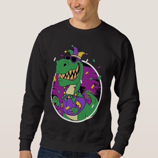 Mardi Gras Rex Dinosaur Dino Mardi Gras Bead Costu Sweatshirt (Vorderseite)