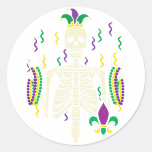 Mardi Gras Rocker Skeleton Rock Outfit Men Boys Ki Runder Aufkleber