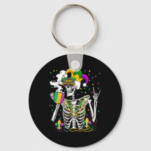 Mardi Gras Röntgen Skeleton Trinken Kaffee Niedlic Schlüsselanhänger