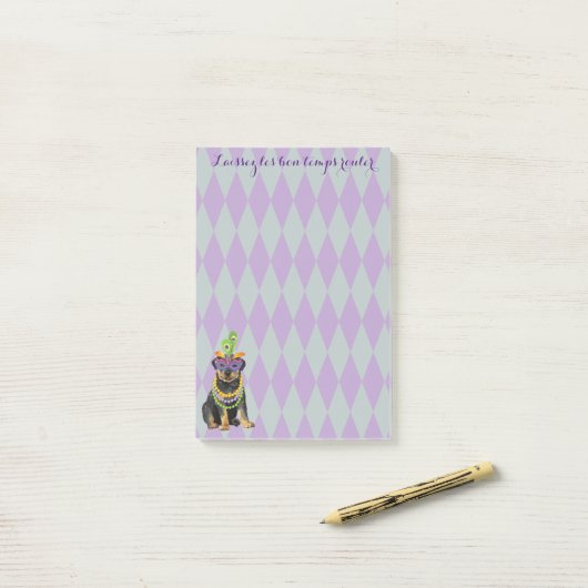 Mardi Gras Rottweiler Post-it Klebezettel (Auf Schreibtisch)