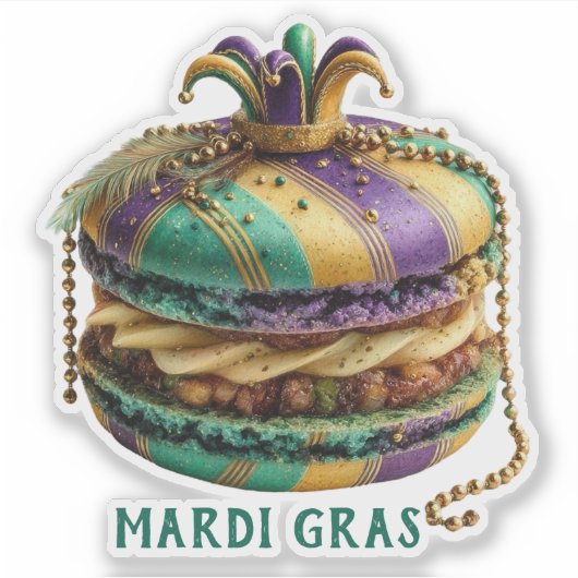 Mardi Gras Royal Macaron Aufkleber (Vorderseite)