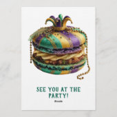 Mardi Gras Royal Macaron Geburtstag Einladung (Rückseite)