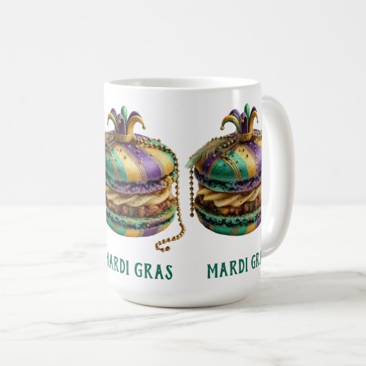 Mardi Gras Royal Macaron Kaffeetasse (VorderseiteRechts)