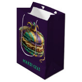 Mardi Gras Royal Macaron Mittlere Geschenktüte (Vorderseite Schrägansicht)