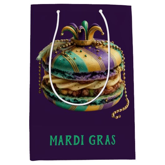 Mardi Gras Royal Macaron Mittlere Geschenktüte (Vorderseite)