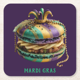 Mardi Gras Royal Macaron Rechteckiger Pappuntersetzer