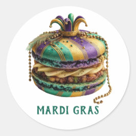 Mardi Gras Royal Macaron Runder Aufkleber