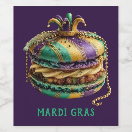 Mardi Gras Royal Macaron Weinetikett (Einzelnes Label)