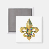 Mardi Gras Royalty Lilie Symbol mit Perlen Magnet (Vorderseite/Rückseite)
