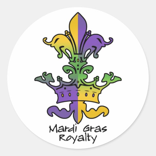 Mardi Gras Royalty Runder Aufkleber (Vorderseite)