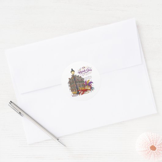 Mardi Gras Runder Aufkleber (Umschlag)