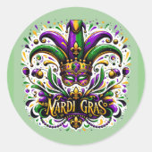 Mardi Gras Runder Aufkleber (Vorderseite)