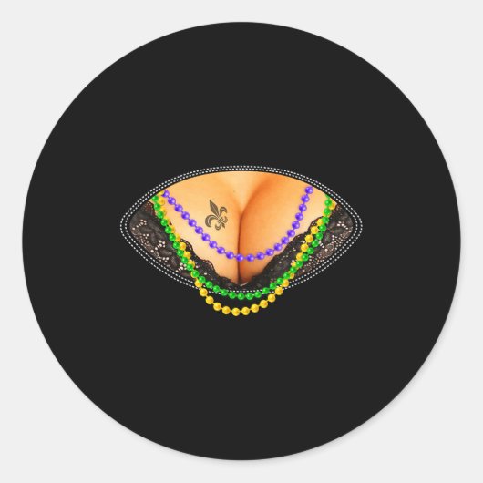 Mardi Gras S And Beads Fat Tuesday Carnival Festiv Runder Aufkleber (Vorderseite)