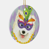 Mardi Gras Samoyed Keramik Ornament (Rechts)