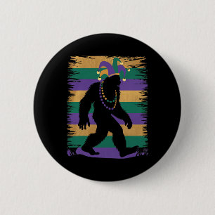 Mardi Gras Sasquatch Funny Bigfoot Party für Männe Button